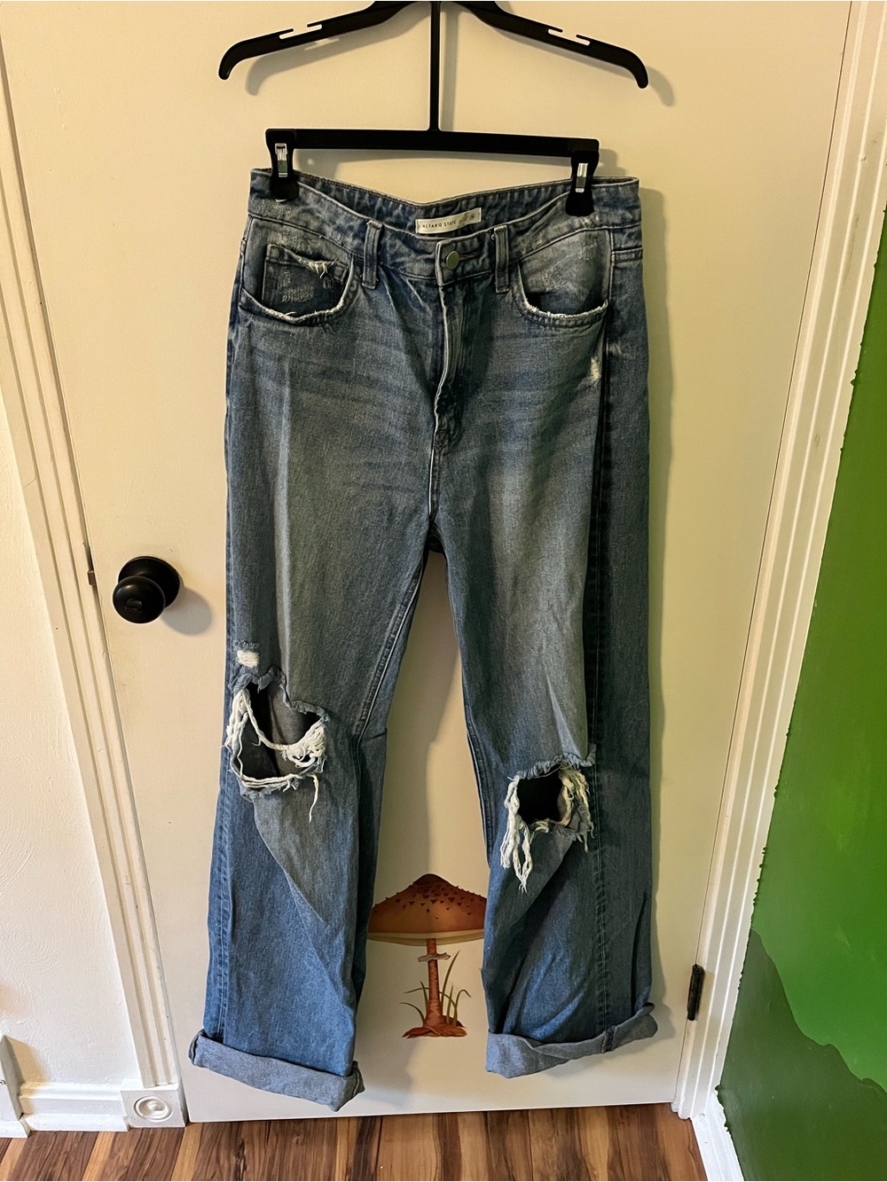 Altar'd State Light Blue Distressed Wide Leg Jeans